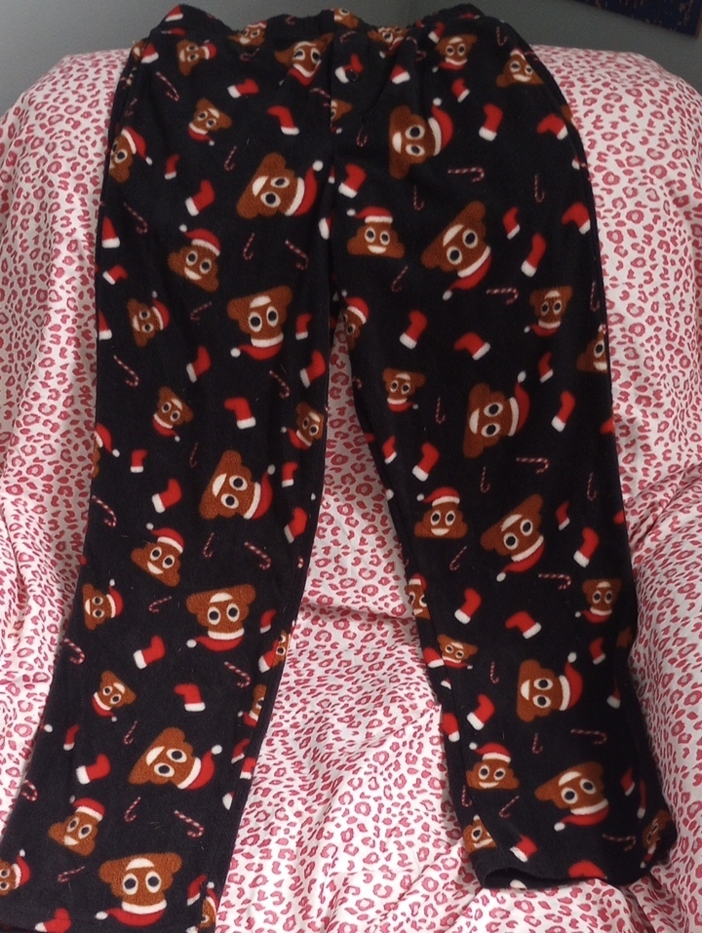 Black Holiday Emoji Fleece Pajama Pants